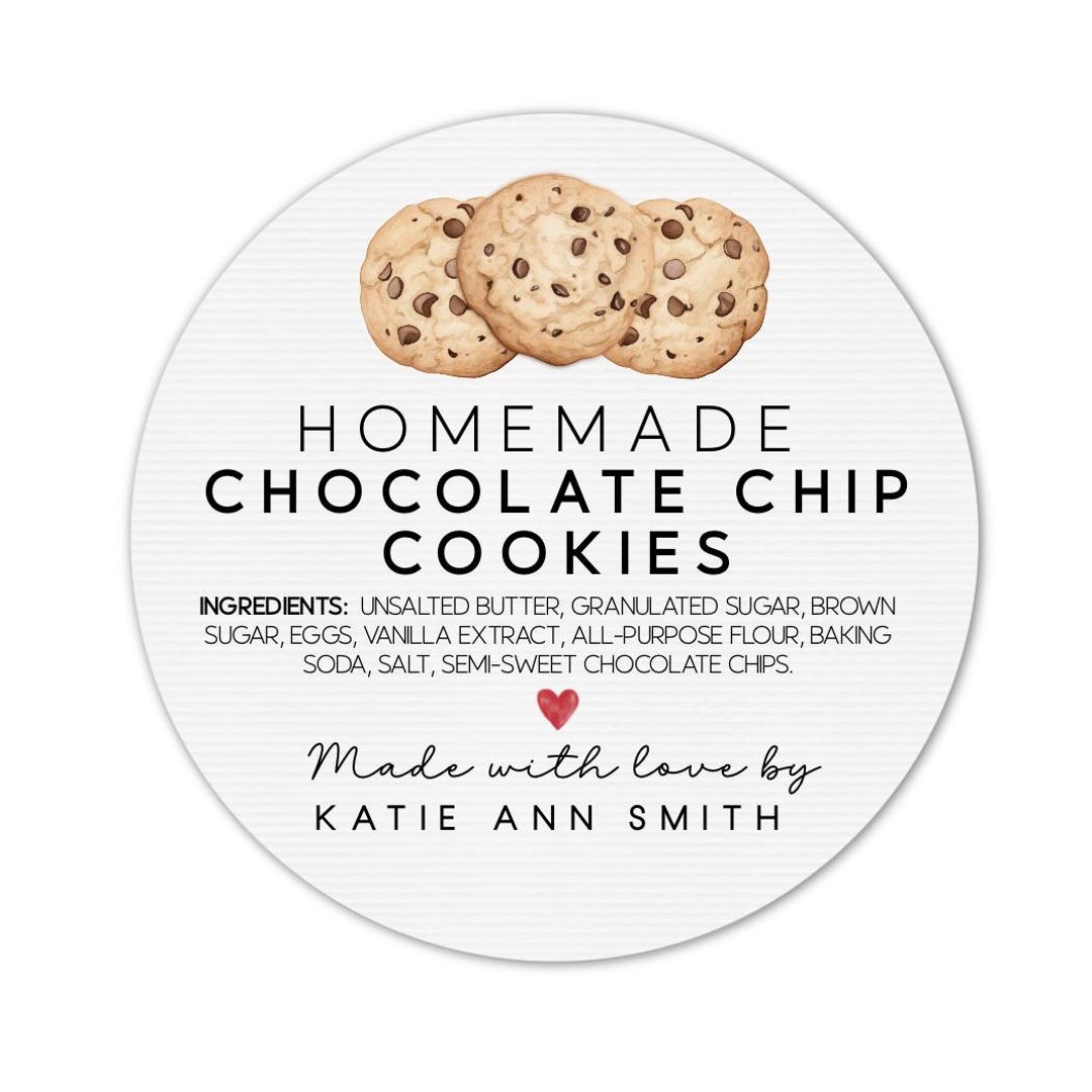 Homemade Chocolate Chip Cookie Label – 2” Round Cookie Jar Labels ...
