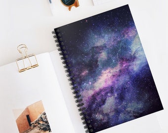 Galaxy Space 118 Page Spiral Notebook Journal - Spiral Writing Notebook - Galaxy Journal