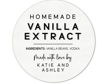 PRINTED: 2” Round Vanilla Extract Labels and Stickers - Homemade Vanilla Extract Ingredient Made With Love Stickers