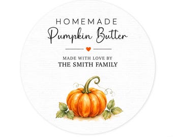 Pumpkin Butter Labels, Personalized Jar Stickers, Custom Canning Labels, Homemade Preserves Labels
