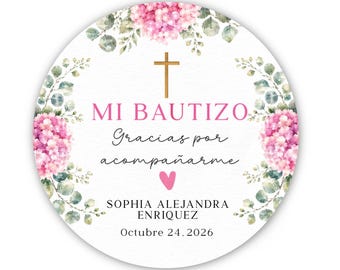 Mi Bautizo Stickers, Personalized Baptism Favor Labels, Spanish Bautizo Stickers, Custom Christening Thank You Labels