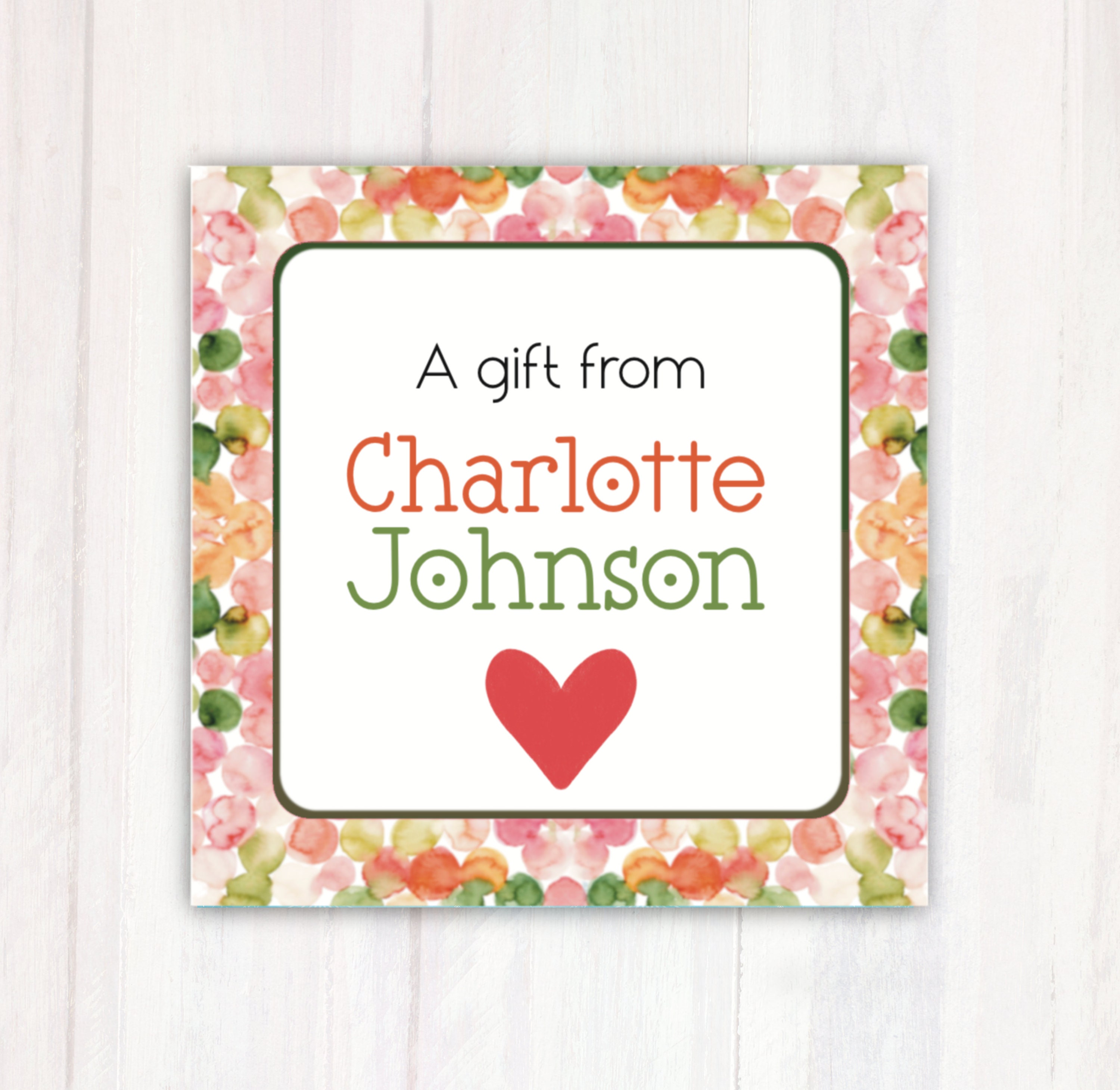 Gift Stickers With Colorful Dots - Personalized Kids Birthday Gift Stickers - Printed Gift Tag Stickers - Girl Gift Stickers - 2” Square