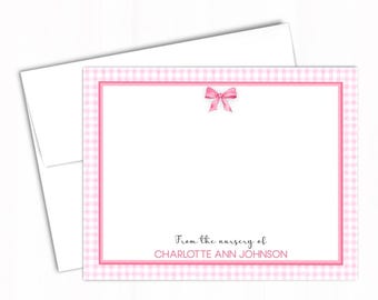 Baby Shower Thank You Note Cards - Pink Bow From the Nursery of Thank You Cards - Girl Baby Stationery - Personalized Thank You Notes