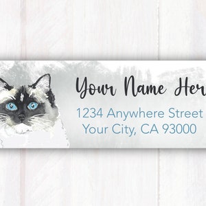 Cat Return Address Label -  Personalized Address Labels - Custom Address Labels - Printed Return Address Label Stickers Siamese Cat