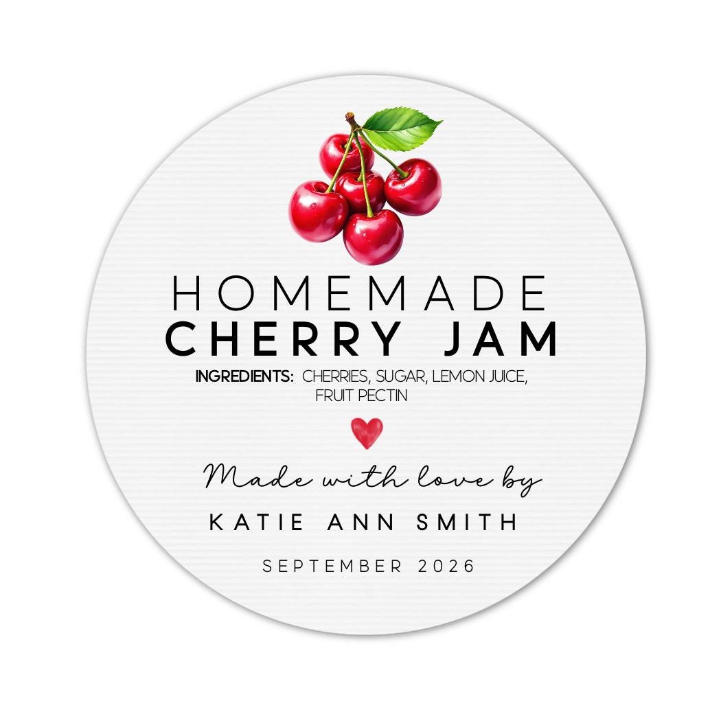 Cherry Jam Label - Etsy