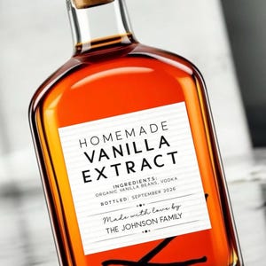 Homemade Vanilla Labels Personalized – Modern Vanilla Extract Label Stickers – Custom Vanilla Labels for Bottles – Homemade Vanilla Stickers