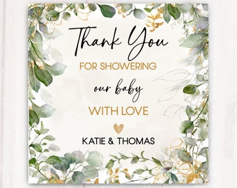 Baby Shower Thank You Labels - Personalized BabyShower Thank You Stickers - Printed Baby Shower Favors - 2” Square