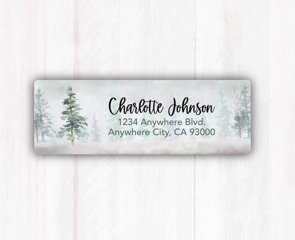 Watercolor Pine Trees Return Address Labels - Personalized Watercolor ...