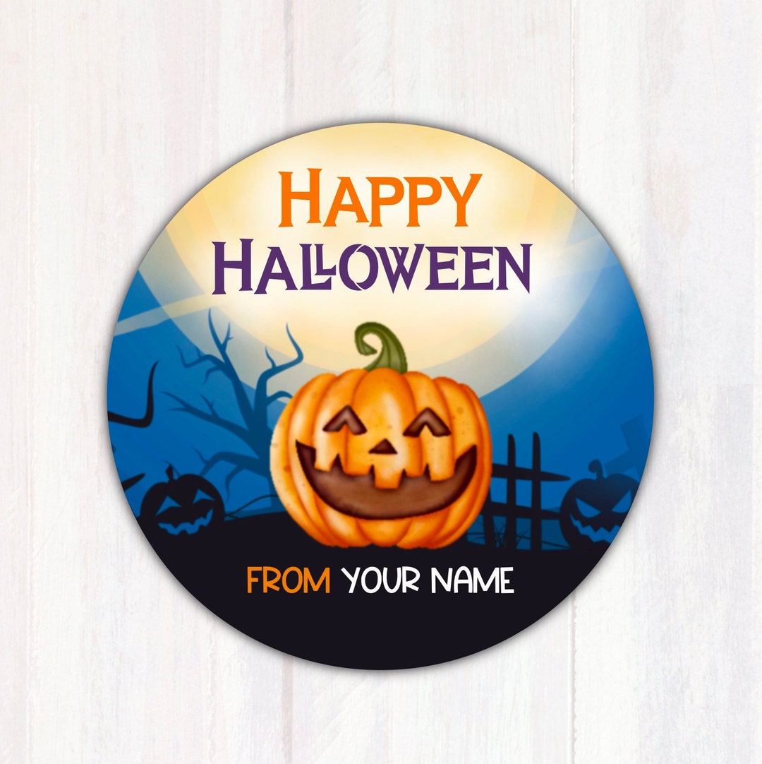 Halloween Jack-o-lantern Treat Bag Labels - Halloween Pumpkin Goodie ...