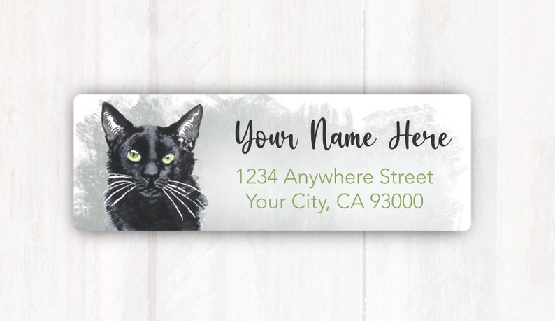 Cat Address Labels Personalized Black Cat Return Address Labels Custom Address Labels Printed Address Label Stickers afbeelding 1