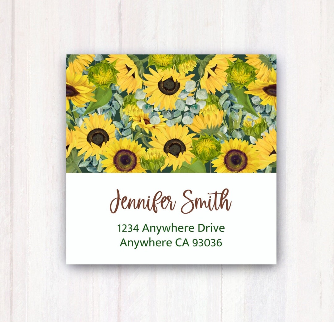 Sunflowers Address Labels Personalized Sunflower Return Etsy