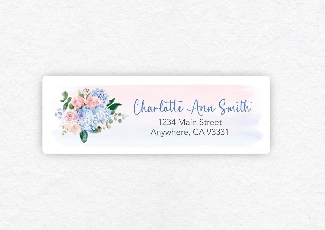 Hydrangea Label Hydrangeas Flower Return Address Labels - Return Address Labels With ...