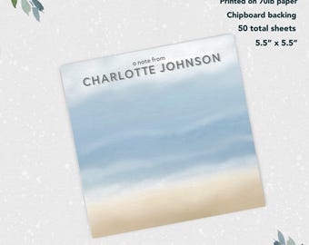 Notepad Sand Personalized Notepad With Ocean Crashing Waves - Stationery Gift ...