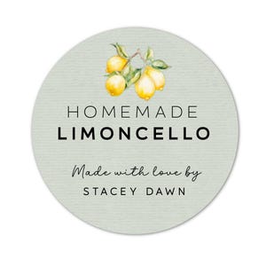 Homemade Limoncello Stickers – Personalized Round Labels for Bottles – Custom Lemon Stickers for Homemade Limoncello Gifts – 2” Round