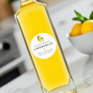 PRINTED: Homemade Limoncello Stickers – Personalized 2” Round Labels for Bottles – Custom Lemon Stickers for Homemade Limoncello Gifts
