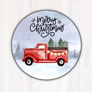 Merry Christmas Red Truck Stickers Envelope Seals 2” Round