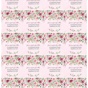 Roses Personalized Return Address Labels - Pink Roses Theme Address Labels  - Rose Custom Address Labels -  2” x 2”  Square Address Labels