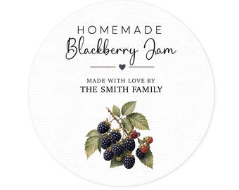 Blackberry Jam Labels, Personalized Jam Jar Stickers, Custom Canning Labels, Homemade Preserves Labels