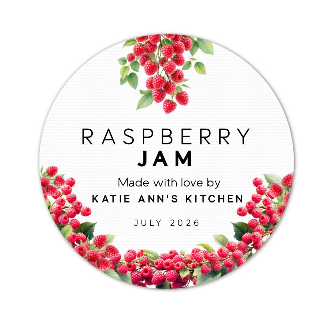 Raspberry Jam Canning Labels – Personalized Homemade Jam Jar Stickers ...
