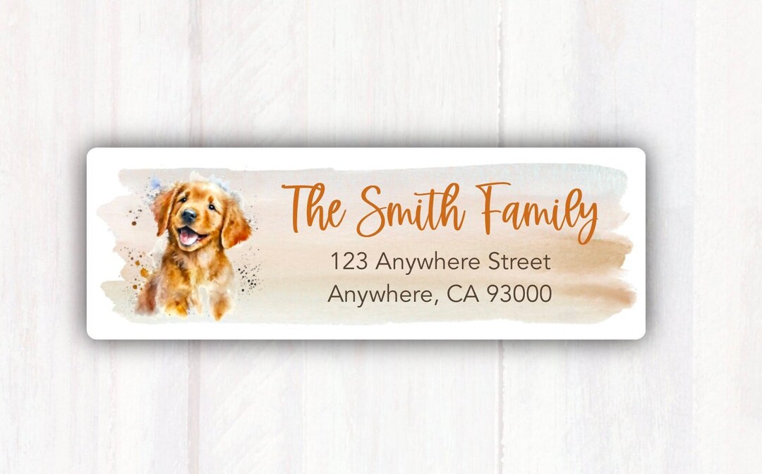Golden Retriever Dog Address Labels Personalized Dog Return Address