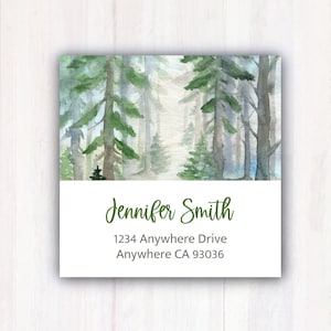 Forest Woods Address Labels -  Personalized Forest Trees Return Address Labels -  Address Labels Stickers  2” x 2”  Square Address Labels