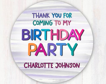 Birthday Stickers - Thank You for Coming To My Birthday Party Stickers - Personalized Thank You Birthday Sticker - Printed Birthday Labels