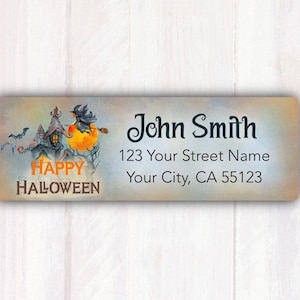 Happy Halloween Address Labels - Personalized Return address labels - Halloween Theme Address Labels - Haunted House Mailing Address Labels