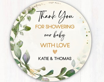 Baby Shower Thank You Labels - Personalized Baby Shower Labels / Thank You Stickers - Printed Baby Shower Party Favors - 2” Round Labels