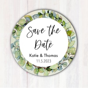 Save the Date Custom Wedding Stickers Labels - Greenery Save the Date Wedding Favor Labels - Personalized Wedding Stickers