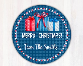 Christmas Gift Labels Stickers - Personalized Christmas Present Stickers - Christmas Sticker Gift Tags -  Christmas Labels - Round Labels