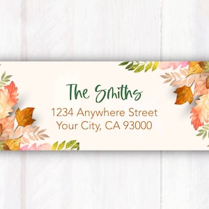 Autumn Leaves Return Address Labels - Personalized Fall Leaves Address Labels - Autumn Address Labels - Fall Leaf  Theme Address Labels