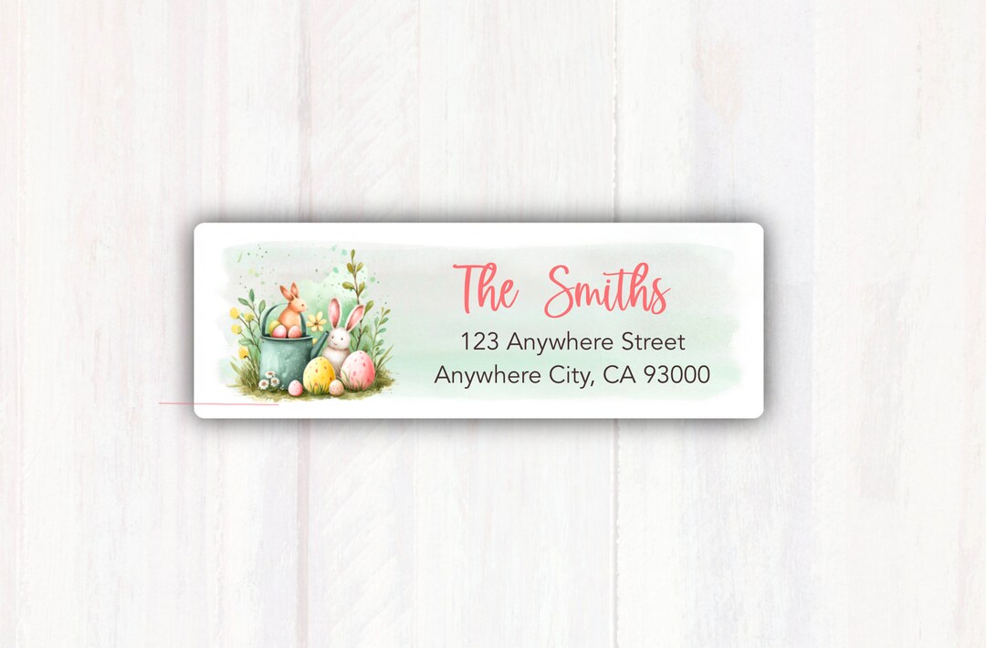 Return Address Labels Easter Bunny Eggs Customized Easter Address