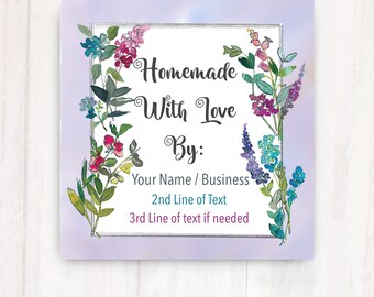 Labels for Homemade Items | Homemade by Stickers Labels | Personalized Labels Homemade Items  | Homemade with Love Stickers | Square 2”