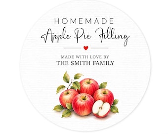 Apple Pie Filling Labels, Personalized Jar Stickers, Custom Canning Labels, Homemade Food Labels
