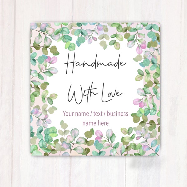 Handmade with Love Label  | Personalized Stickers Labels | Handmade with Love Tags  | Hand Made with Love Sticker | Square 2”