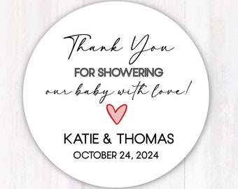 Baby Shower Thank You Labels - Personalized Baby Shower Labels / Thank You Stickers - Printed Baby Shower Party Favors - 2” Round Labels