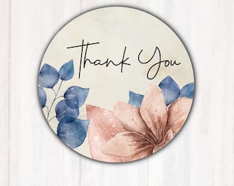 Thank You Stickers | Personalize | Thank You Business Label | Floral Thank You Labels Small Business | Package Shipping Sticker | Shop Small