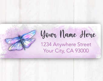 Dragonfly Address Labels -  Personalized Dragonfly Return Address Labels - Customized - Printed Return Address Label Stickers