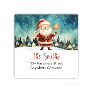 Santa Claus Address Labels -  Personalized Christmas Santa  Return Address Labels - Holiday Address Labels Stickers  2” x 2”  Square