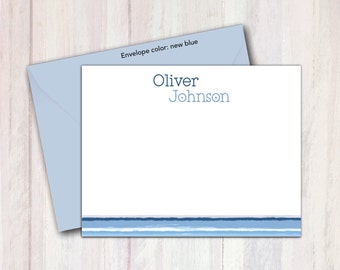 Kids Notecards -  Kids Stationery Personalized - Blue Note Cards - Stationary for Boys - Boys Stationery - Gift for Kids - Boxed Notecards