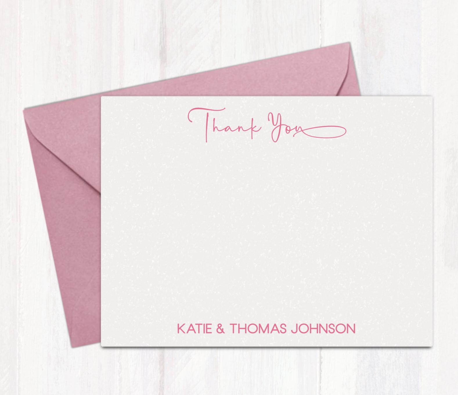 Personalized Thank You Note Cards Set – Custom Flat Stationery for ...