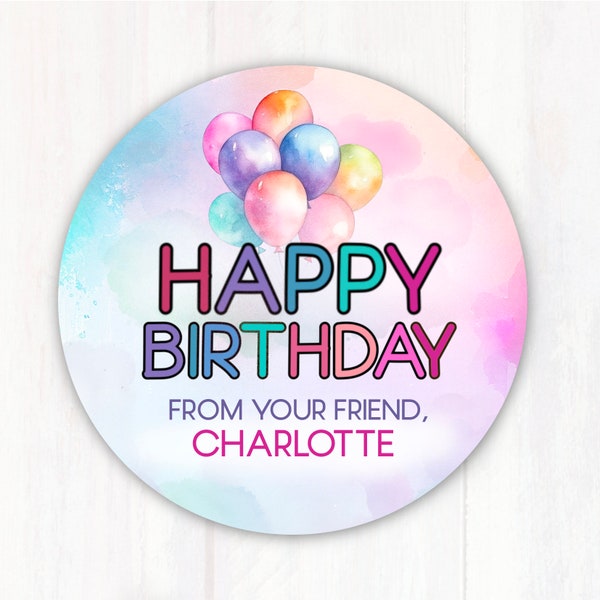 Happy Birthday Stickers -  Personalized Happy Birthday Stickers Printed - Happy Birthday From Your Friend Gift Stickers - Custom Name Labels