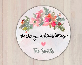 Christmas Gift Labels - Gift Labels Personalized - Christmas Gift Stickers - Gift Stickers Personalized - Merry Christmas Labels - Round 2”