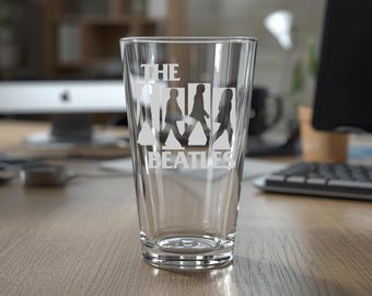 The Beatles Etched Pint Glass: Custom Music Giftware