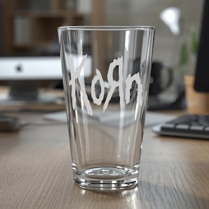 Korn Etched Pint Glass: Custom Music Giftware