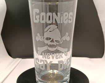 Goonies Etched Pint Glass: Handmade Giftware Collection