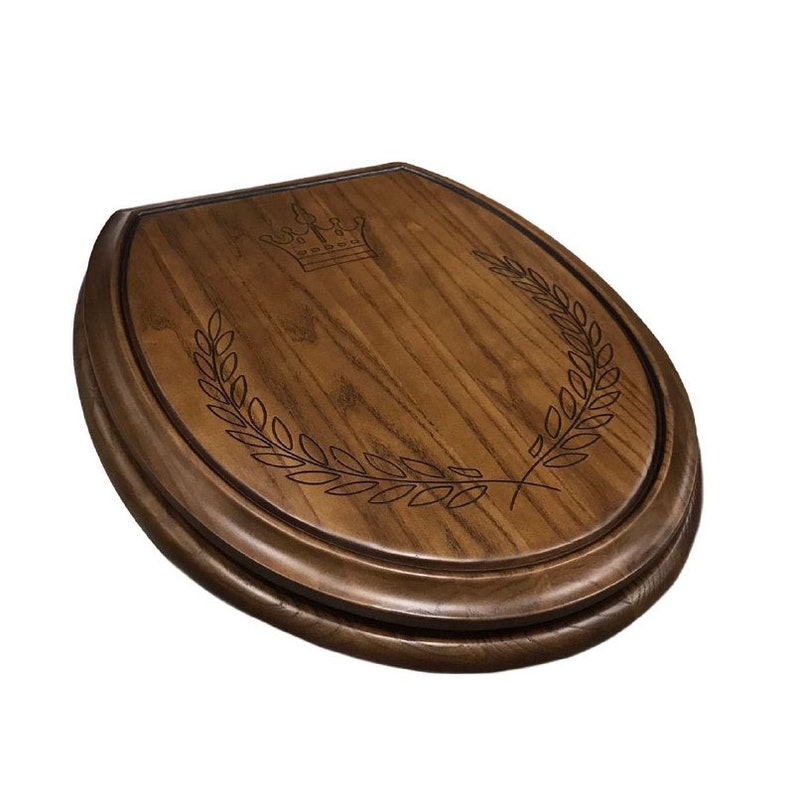 Wooden Toilet Seat With Trim & Carving and Microlift / Natural Wood ash