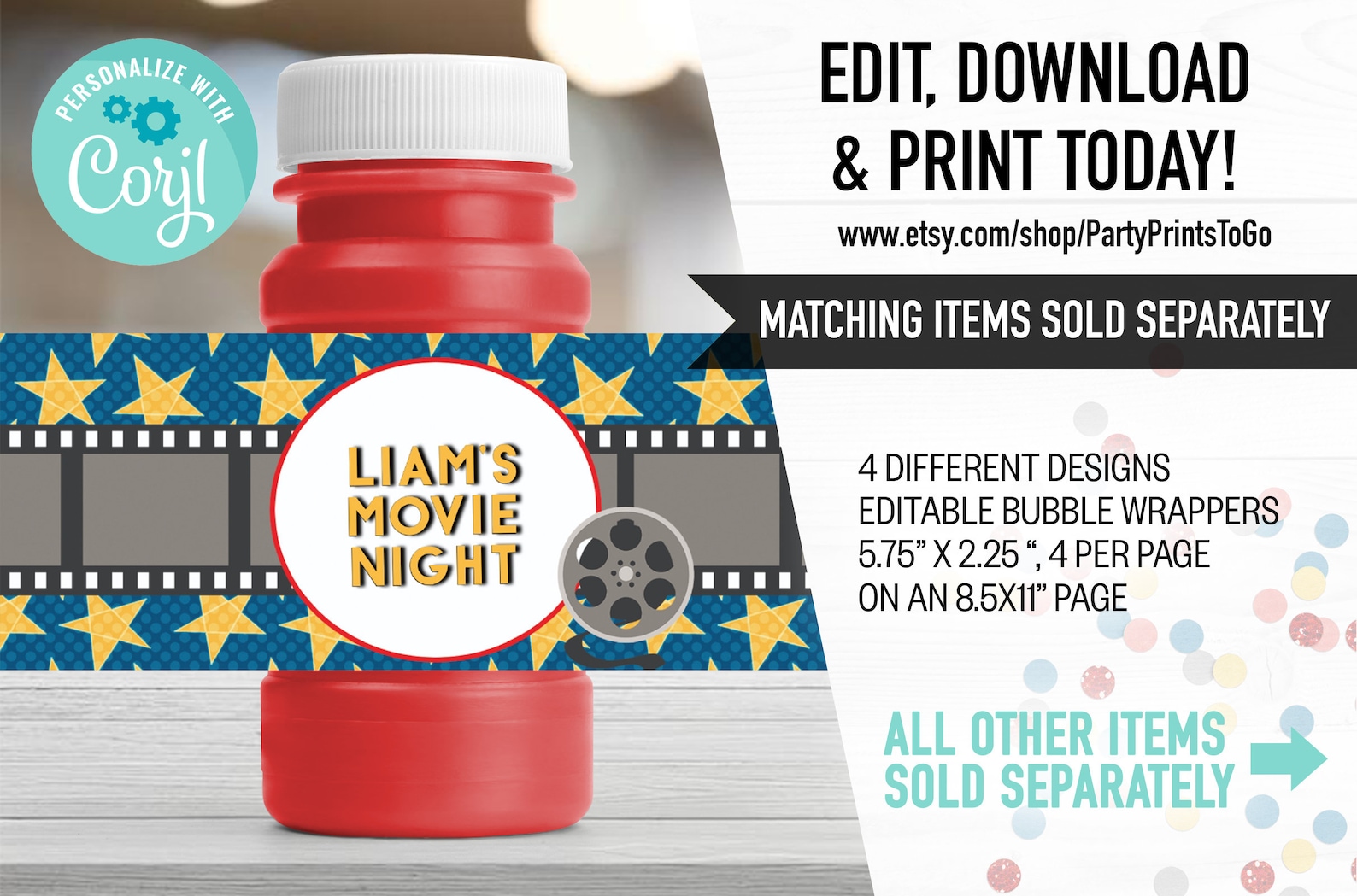 EDITABLE Movie Night Gift Bag Fronts Movie Night Gift Bag Etsy