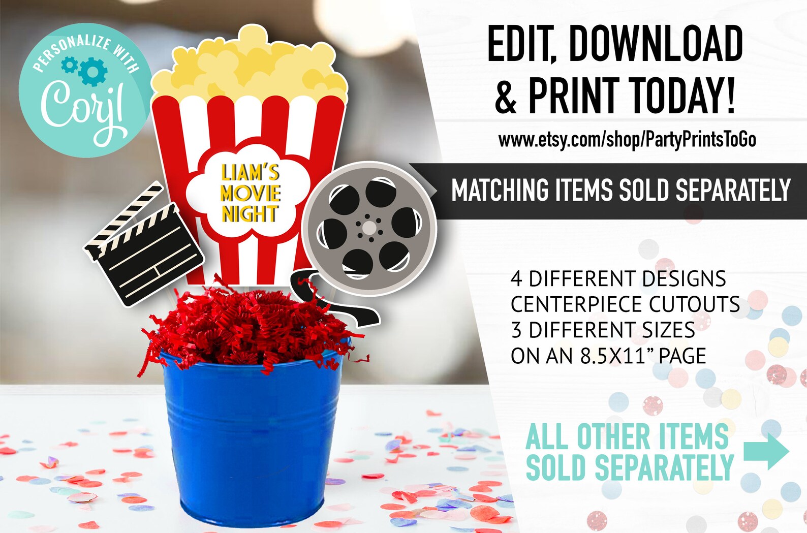 EDITABLE Movie Night Banner Movie Night Birthday Movie | Etsy