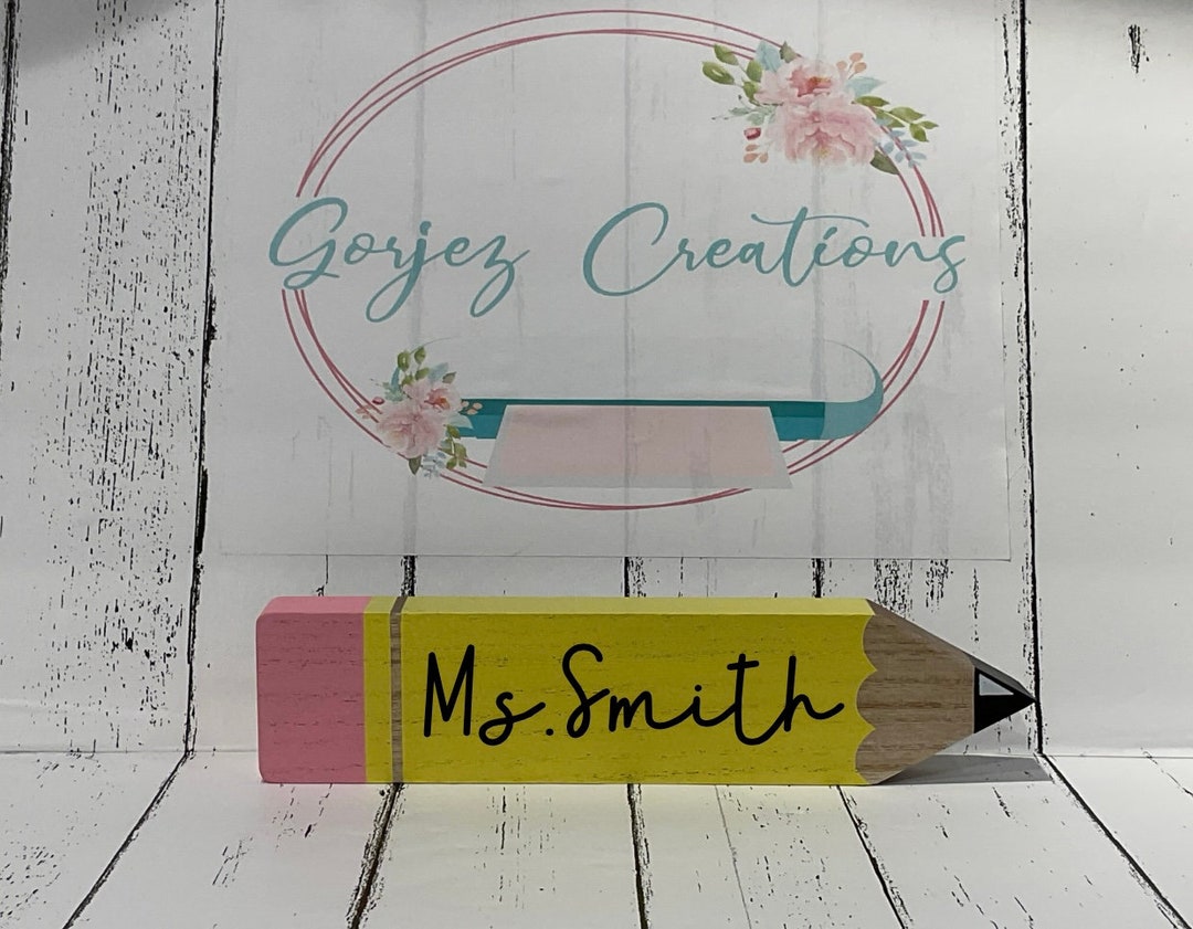 Teacher Pencil, Pencil Name Plate, Teacher Gift, Teacher Name Plate ...